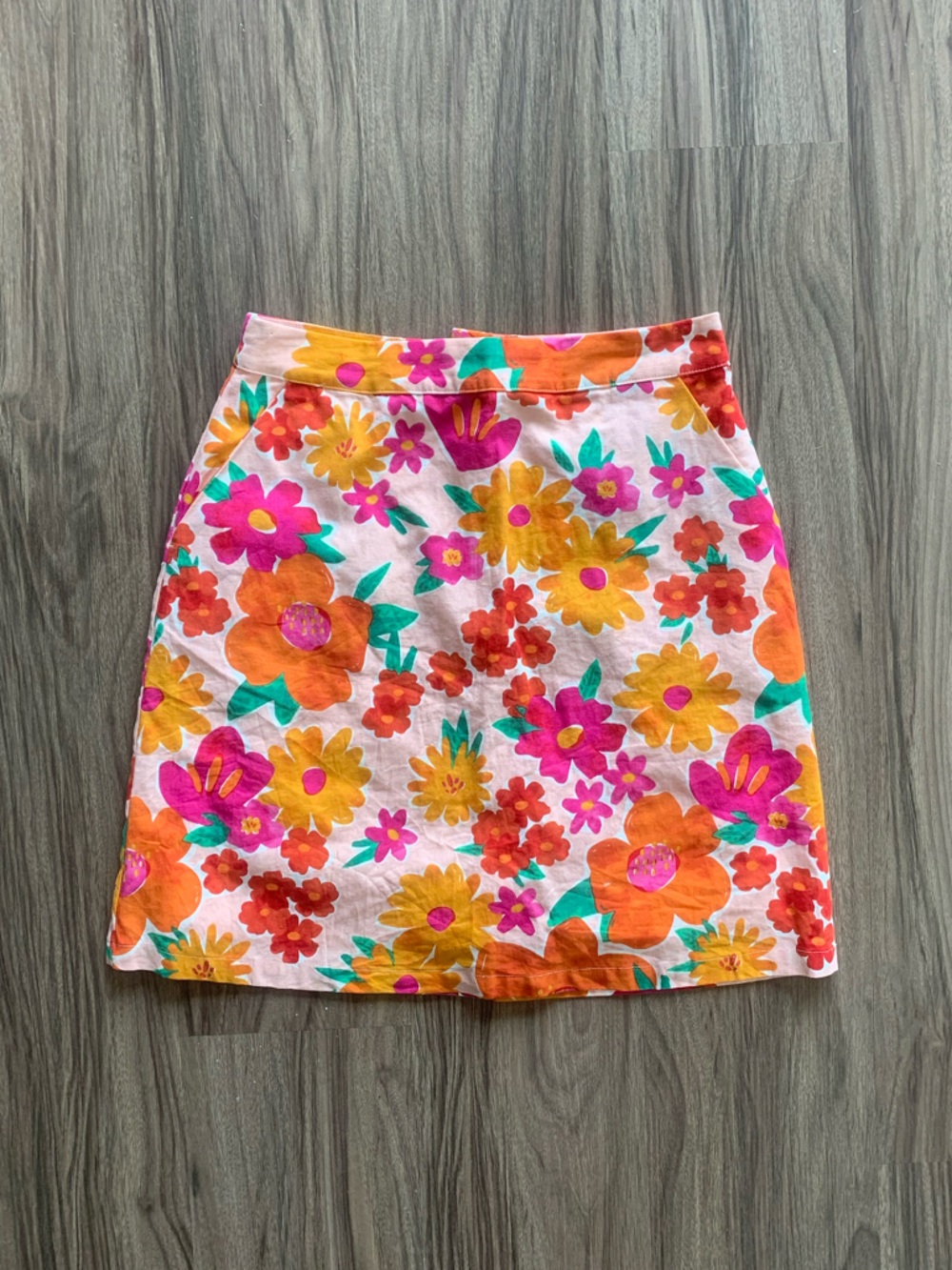 Princess Highway Bright Floral Mini Skirt in Orange, Pink & Green
